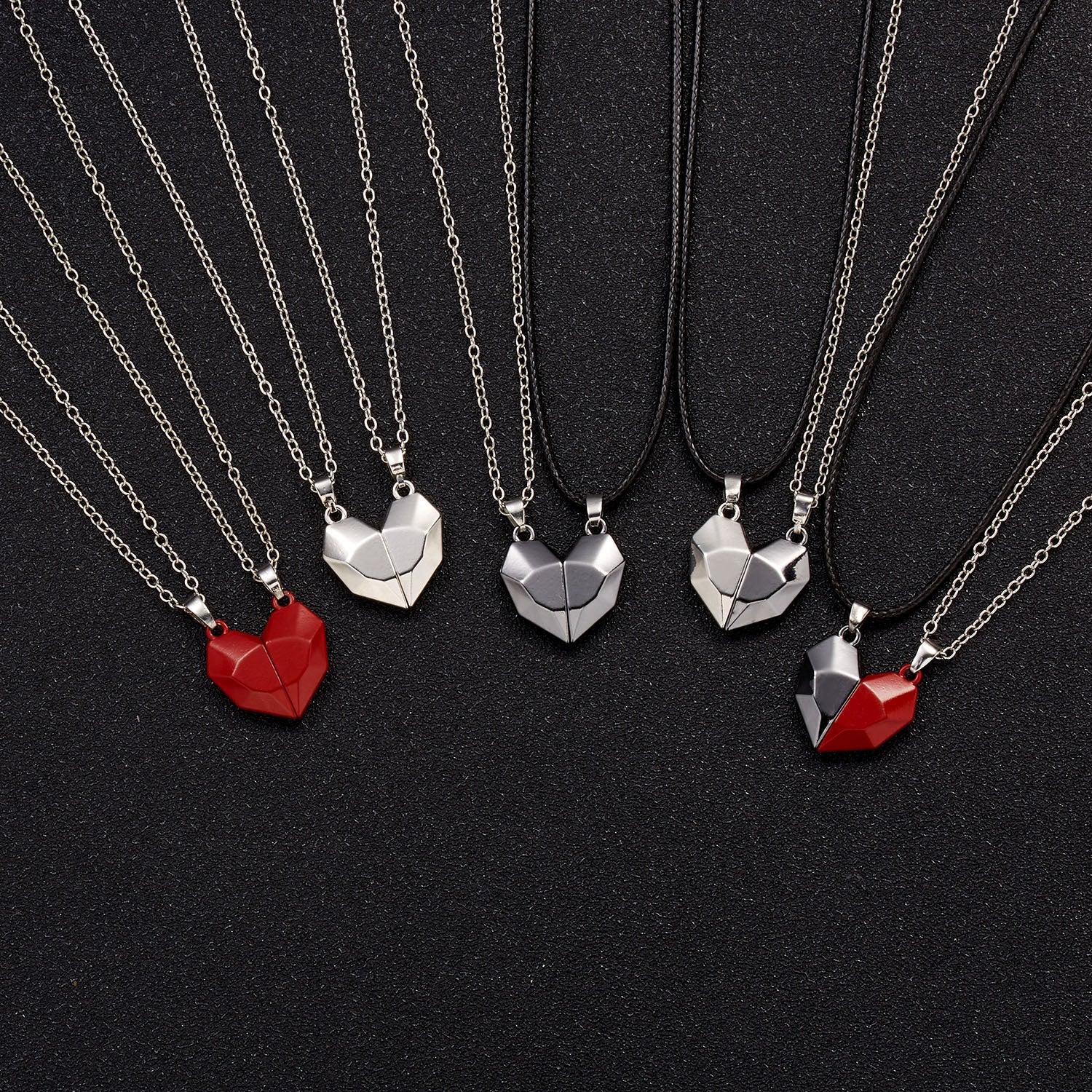Wholesale  Creative Wishing Stone Couple Splicing Magnetic Magnet Love Necklace