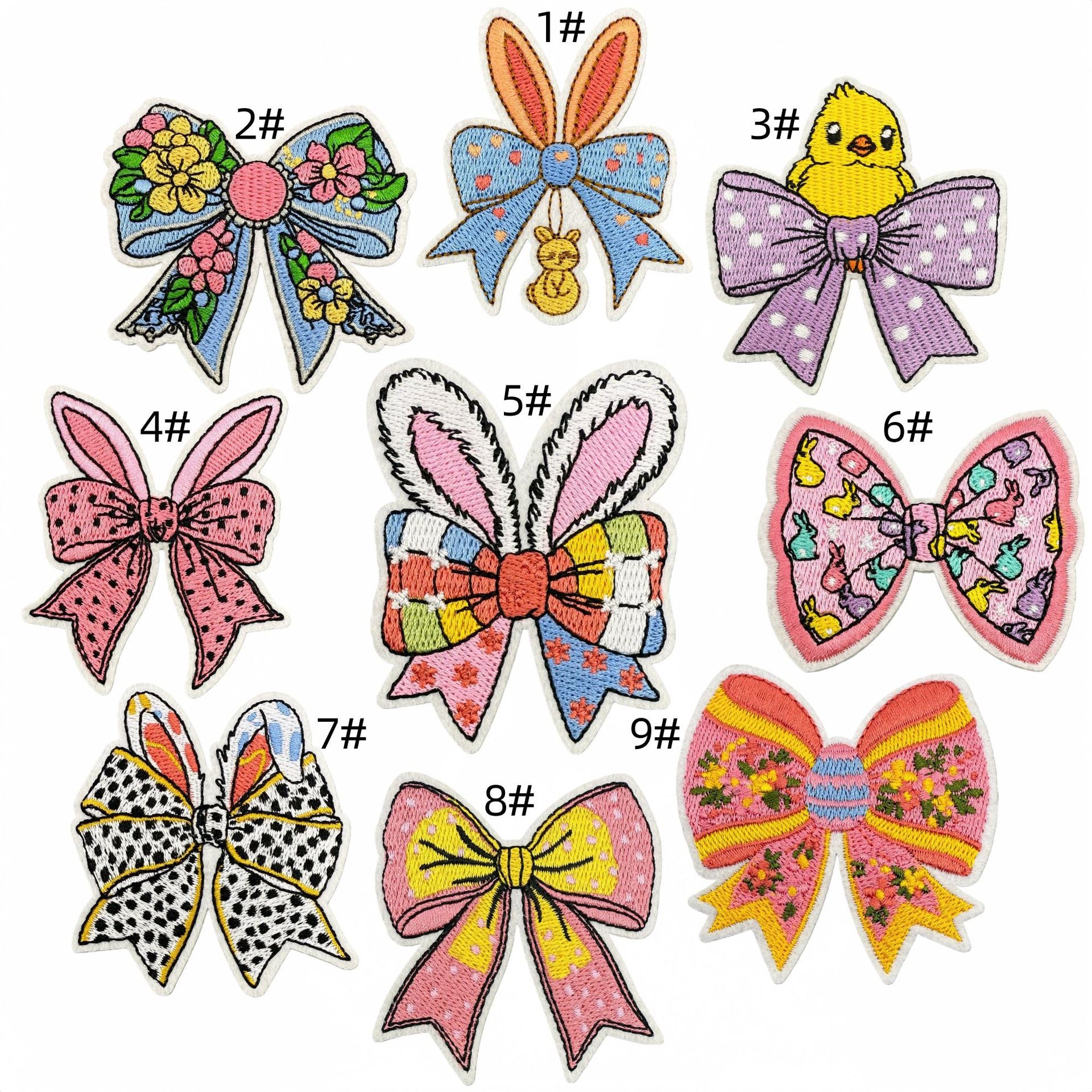 Wholesale Cloth Cartoon Bow Embroidery Patch Adhesive Iron On Decorative Applique For Bags And Clothing Everyday Use