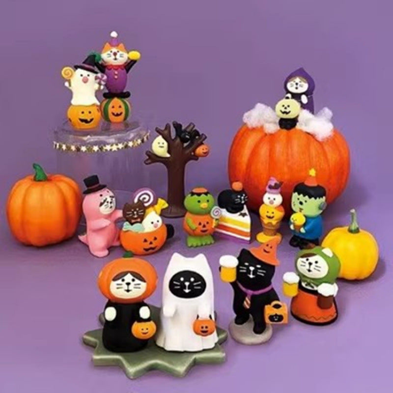 Wholesale Natural Resin  Cat Figurines Blind Box Miniature for Home Decor Gift