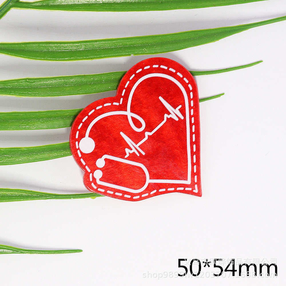Wholesale 10pcs New loose powder cartoon teacher stationery style personalized bag jewelry acrylic pin cute DIY patch