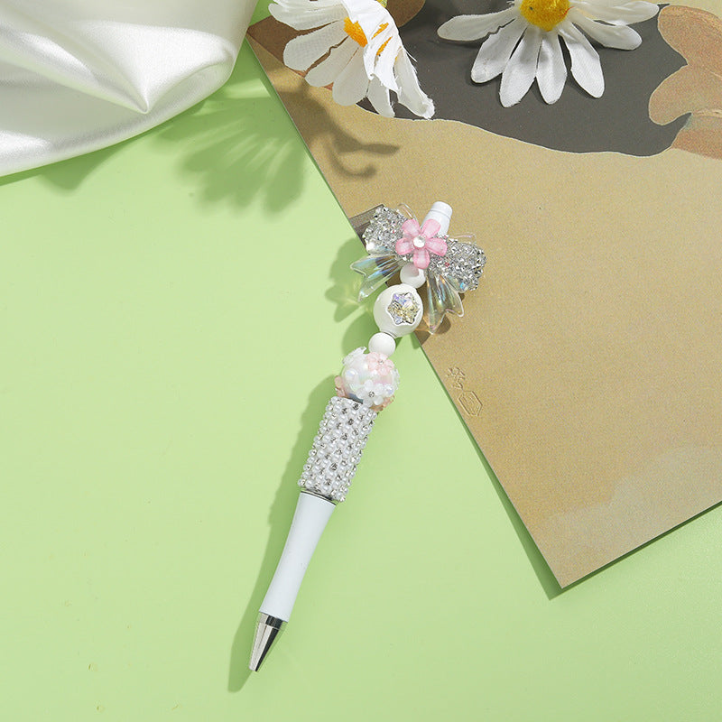 Wholesale Beaded Pens Colorful Handmade Beaded Twisting Flower Butterfly Ballpoint Pen
