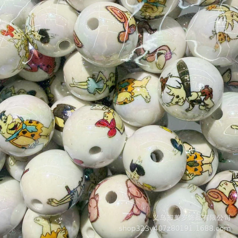 Wholesale 200pcs Modern Caveman Cartoon 16Mm Acrylic Loose Beads For DIY Phone Charms Bag Charms Fashion Decorative Accessory Gift Boutique Resale