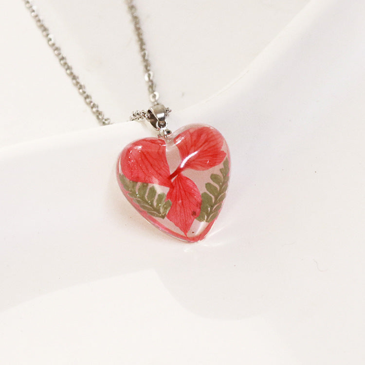 Wholesale 6pcs Monthly Everlasting Flower Resin Epoxy Love Pendant Necklace