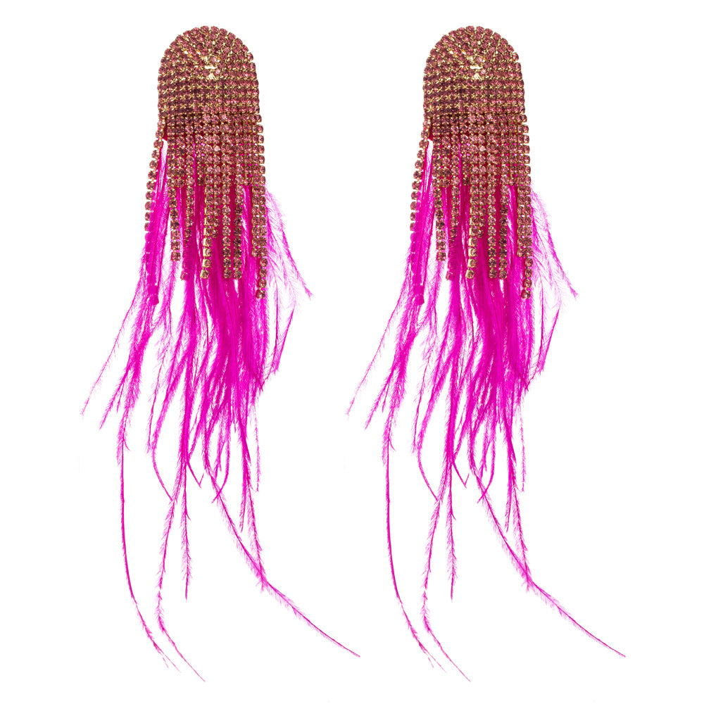 Wholesale Bohemian Style Feather Tassel Alloy Earrings