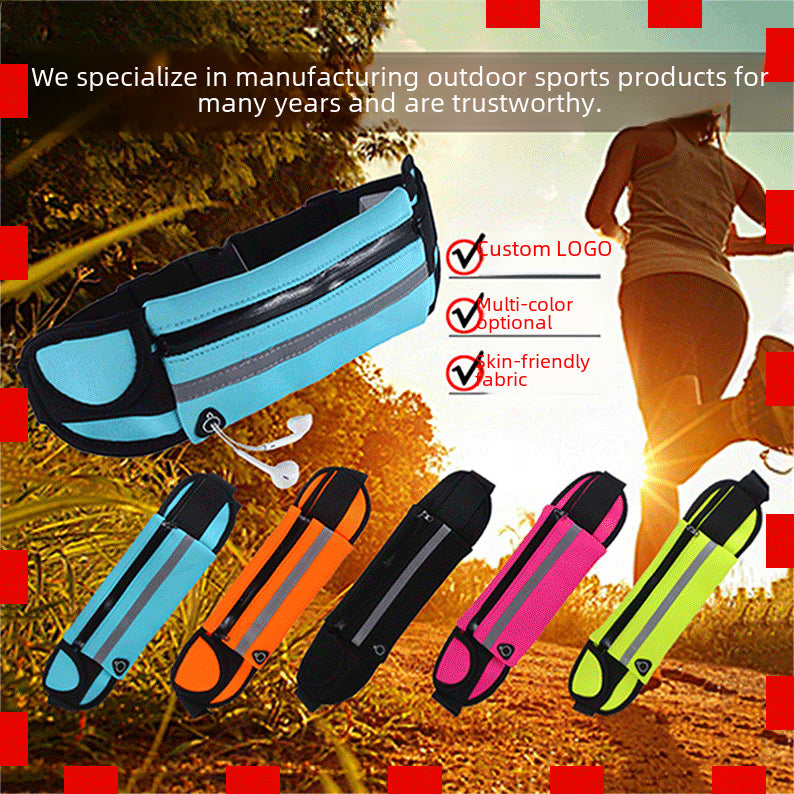 Wholesale Silk screen printing outdoor sports waist bag mobile phone running belt multifunctional men and women invisible water bottle bag