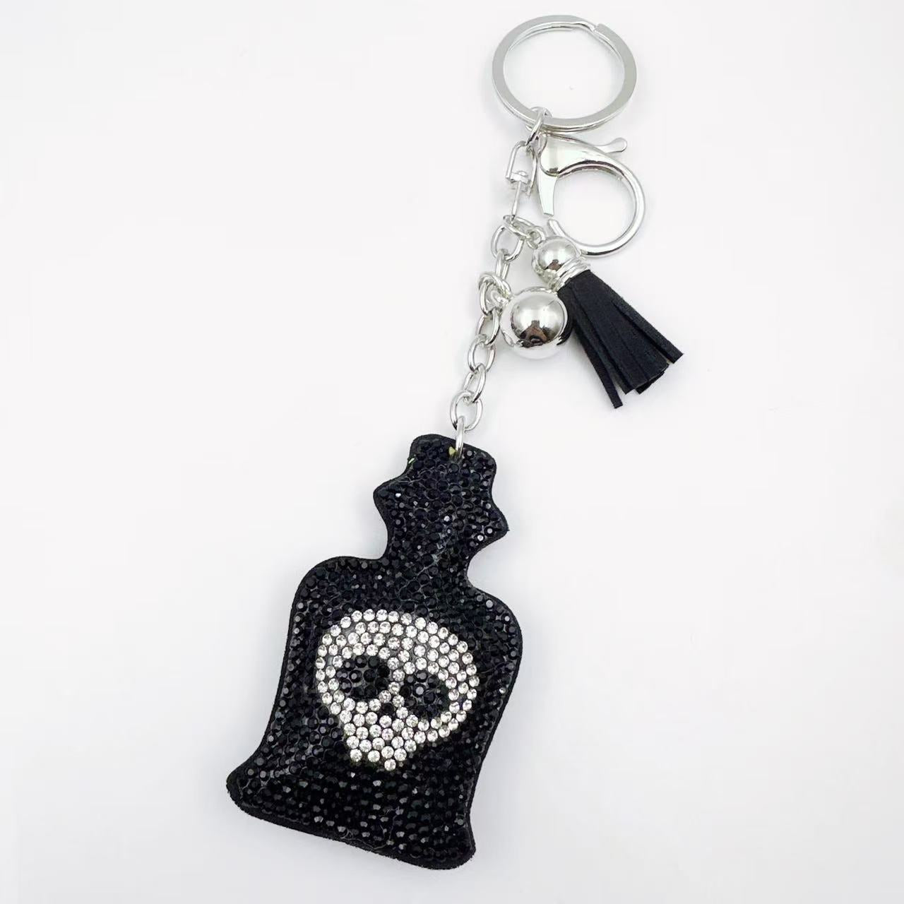 Wholesale Rhinestone Skull Keychain  Ghost Design Bag Charm Stylish Gift For Keys