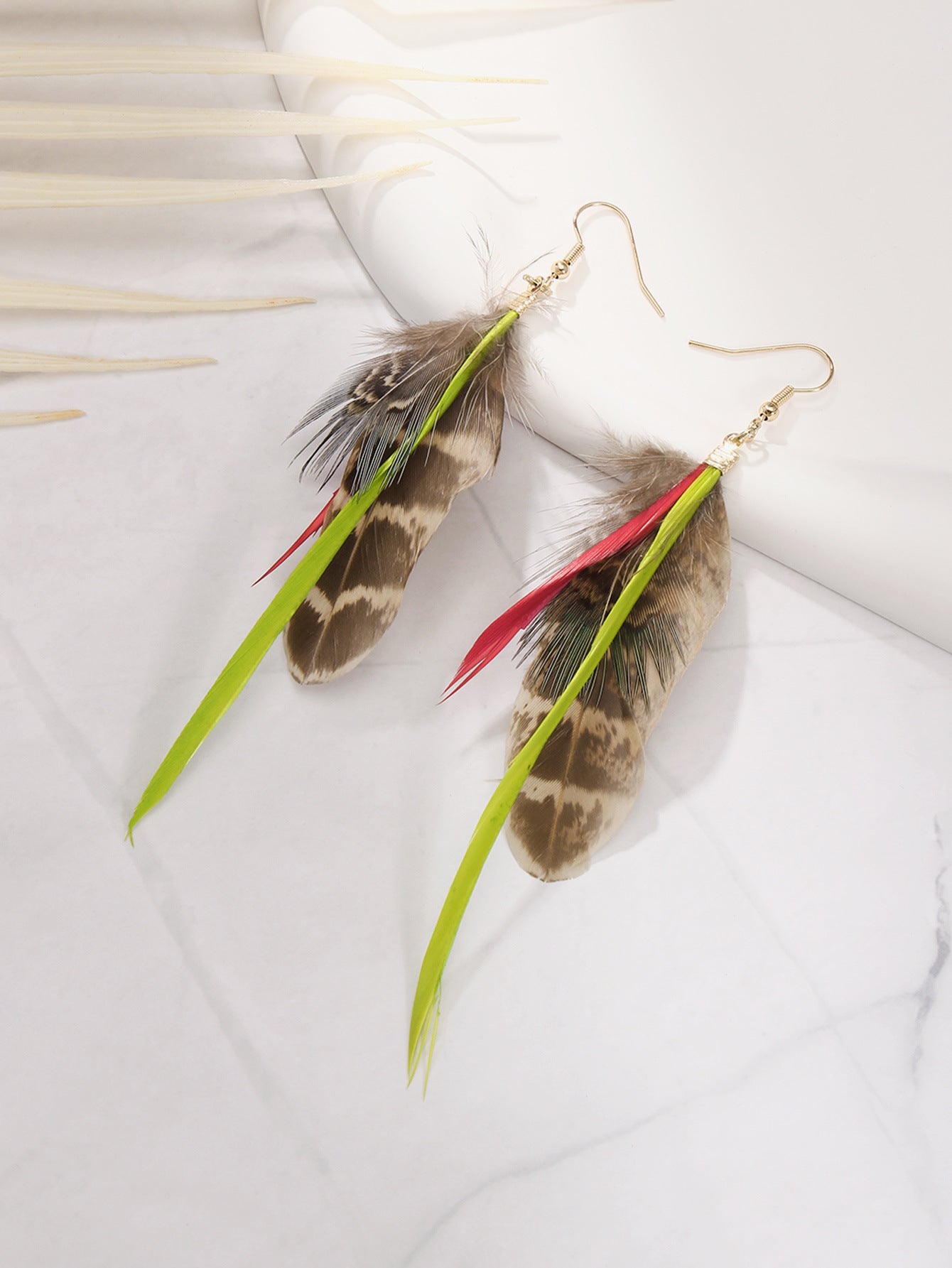 Wholesale Peacock Feather Bohemian Antique Tassel Earrings