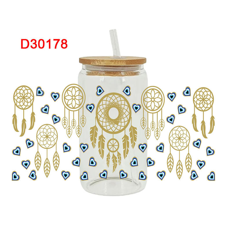 Wholesale Blue Devil's Eye Series 16oz Cup UV DTF Wraps