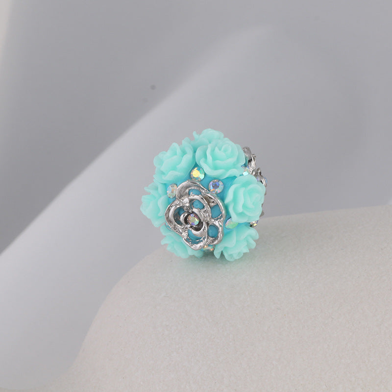 Wholesale Alloy Rose Soft Ceramic Drill Balls with Straight Hole Beads