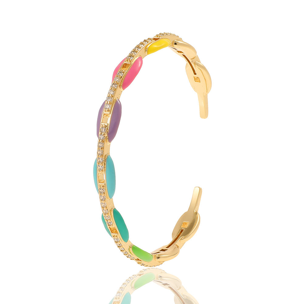 Wholesale Drip Oil Geometric Retro Jump Color Bracelet