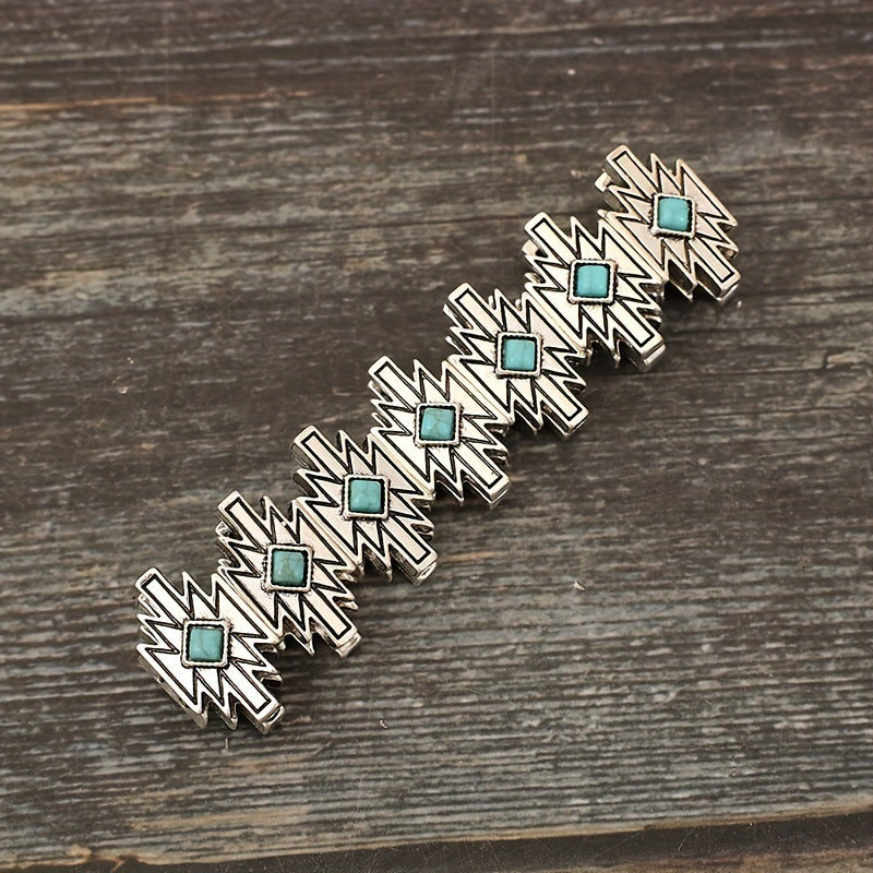 Wholesale Retro Style Personalized Stitching Lightning Cube Turquoise Bracelet