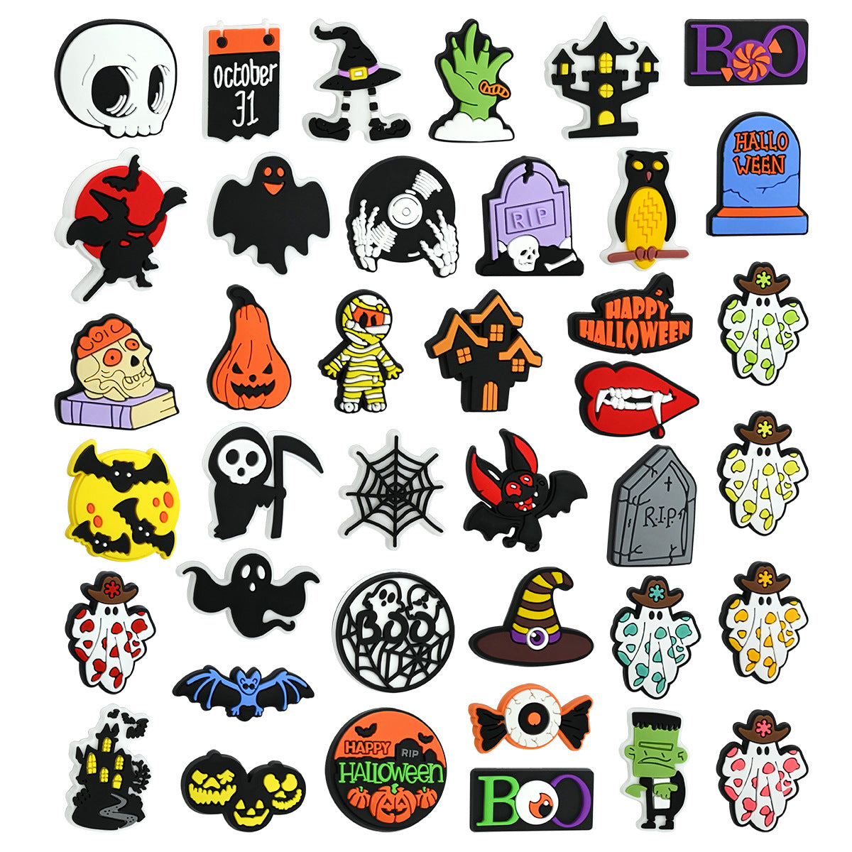 Wholesale Random 100pcs/pack  Cartoon Halloween Series PVC Soft Focal Beads