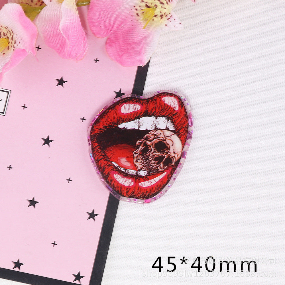 Wholesale 10pcs Cartoon Lips Letters Acrylic DIY Patches