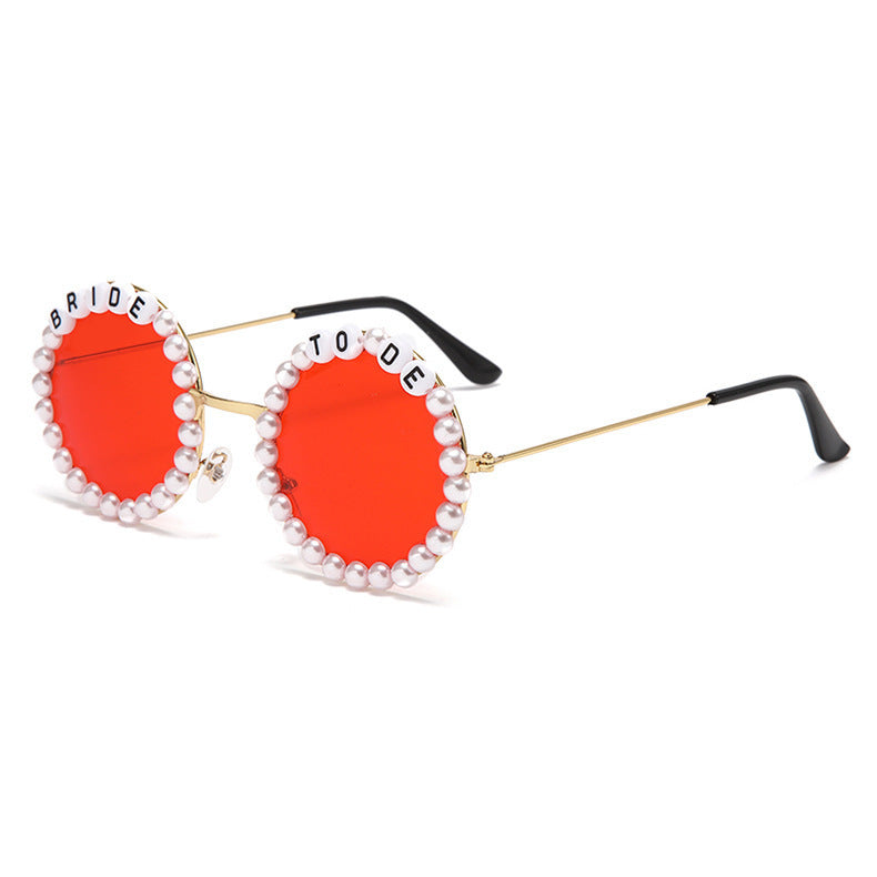 Wholesale Bridal Fashion Rhinestone Bride Peach Sunglasses