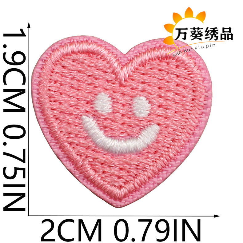 Wholesale Cute Heart Fruit Embroidered Patches Small Polyester Thread Sew On Clothing Appliques DIY Bag Charm Gift Accessory