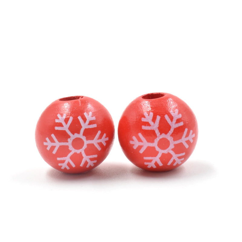 Wholesale 10PCS DIY Accessories  Christmas Colorfulful Snowflake Wood Beads