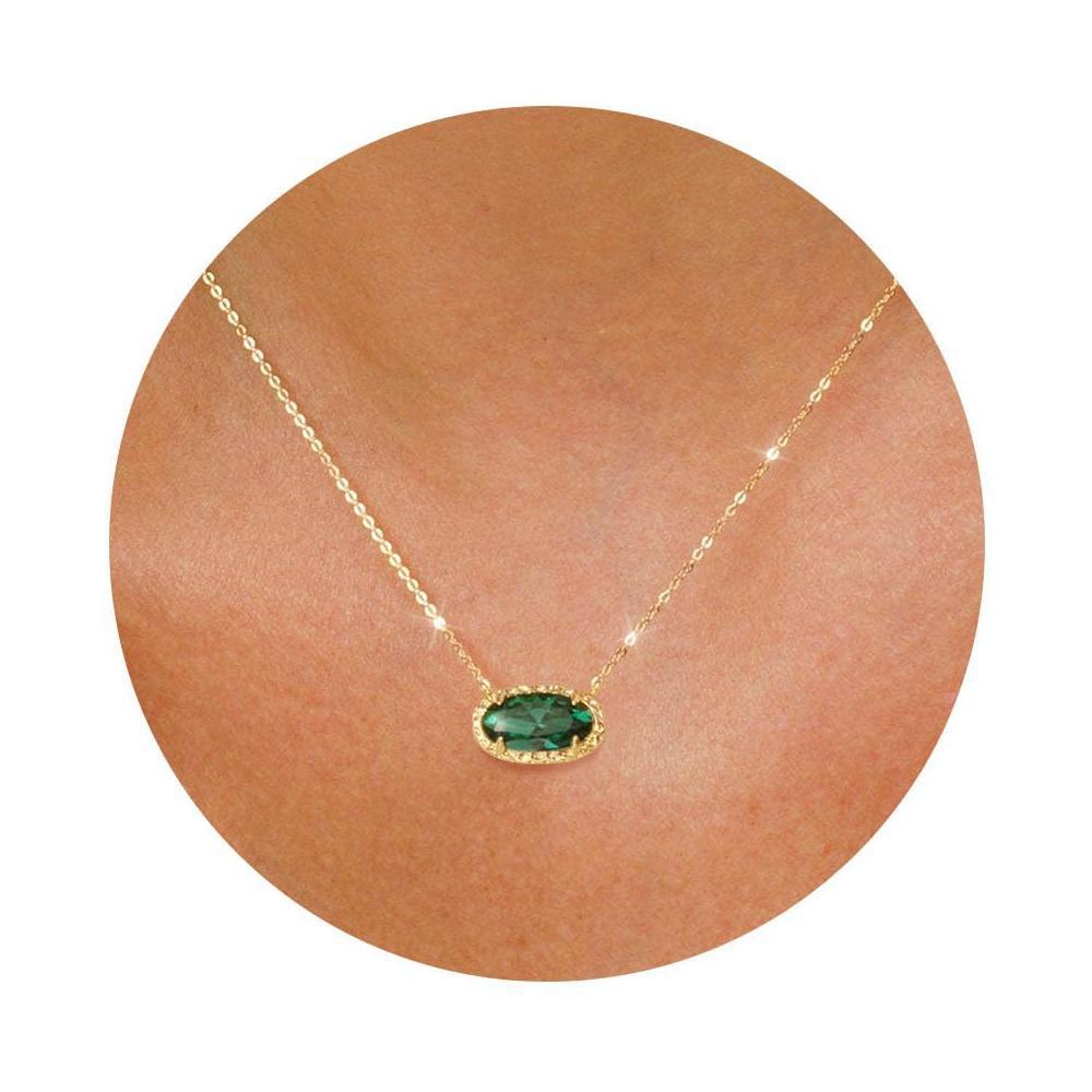 Wholesale Colored zircon natural stone oval necklace