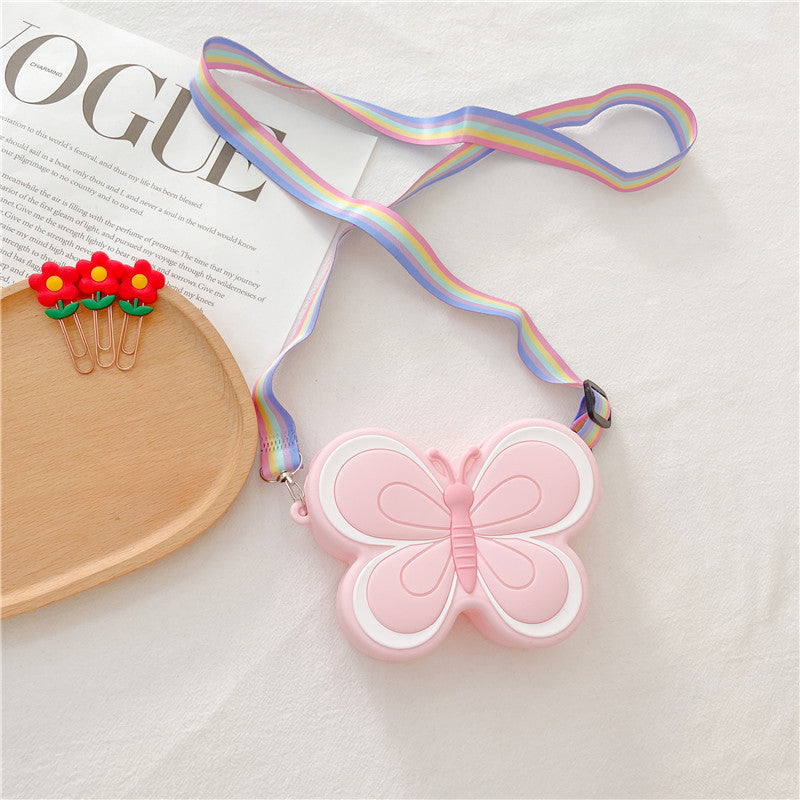 Wholesale Kids Double Sided Butterfly Silicone Messenger Bag