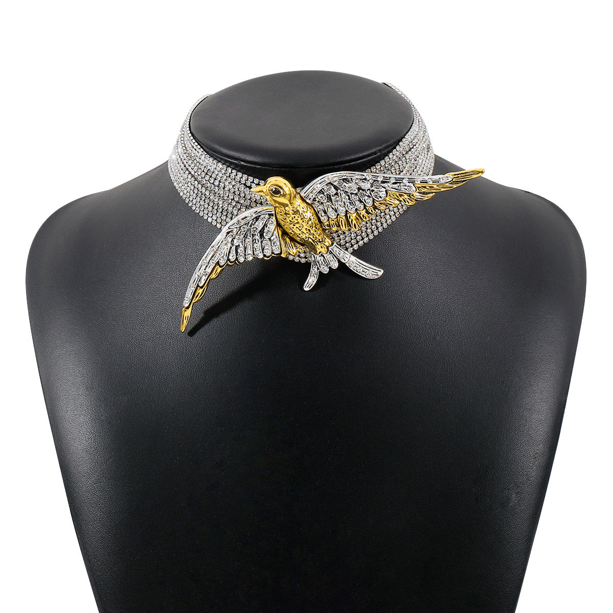 Wholesale Retro Exaggerated Fashion Bird Swallow Multi-layered Diamond Necklace