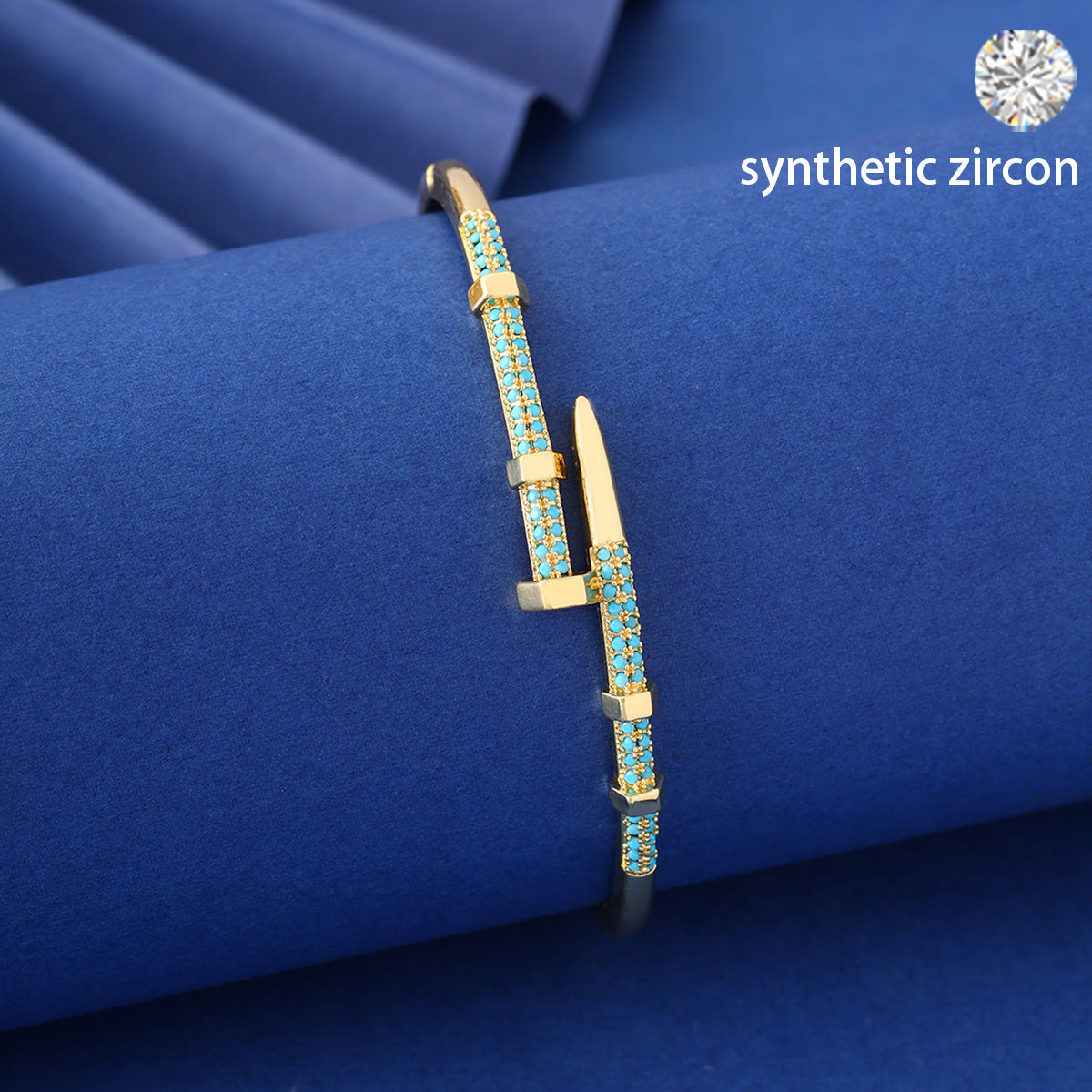 Wholesale Nail copper micro inlaid zircon open bracelet