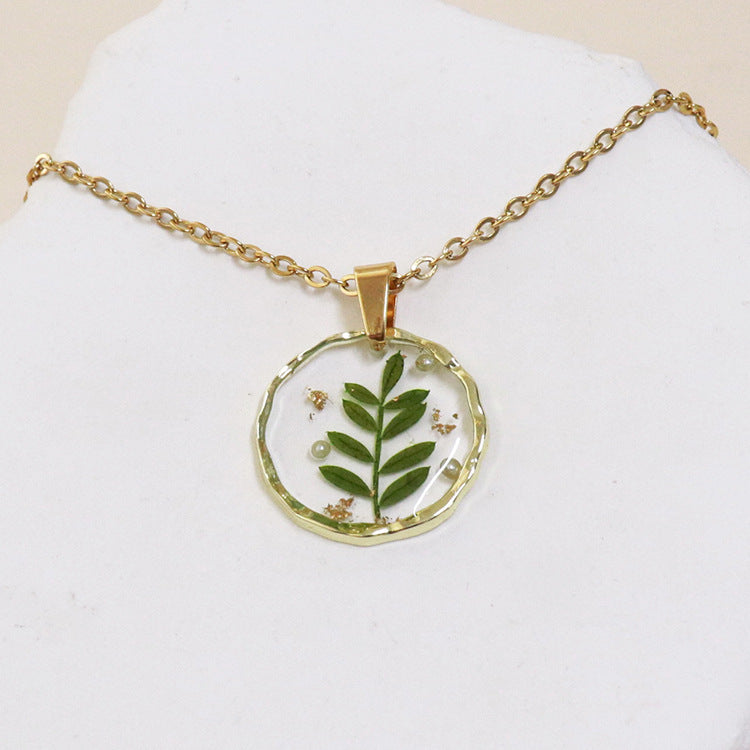 Wholesale 6pcs Moon Series Dried Flower Handmade Epoxy Pendant Necklace