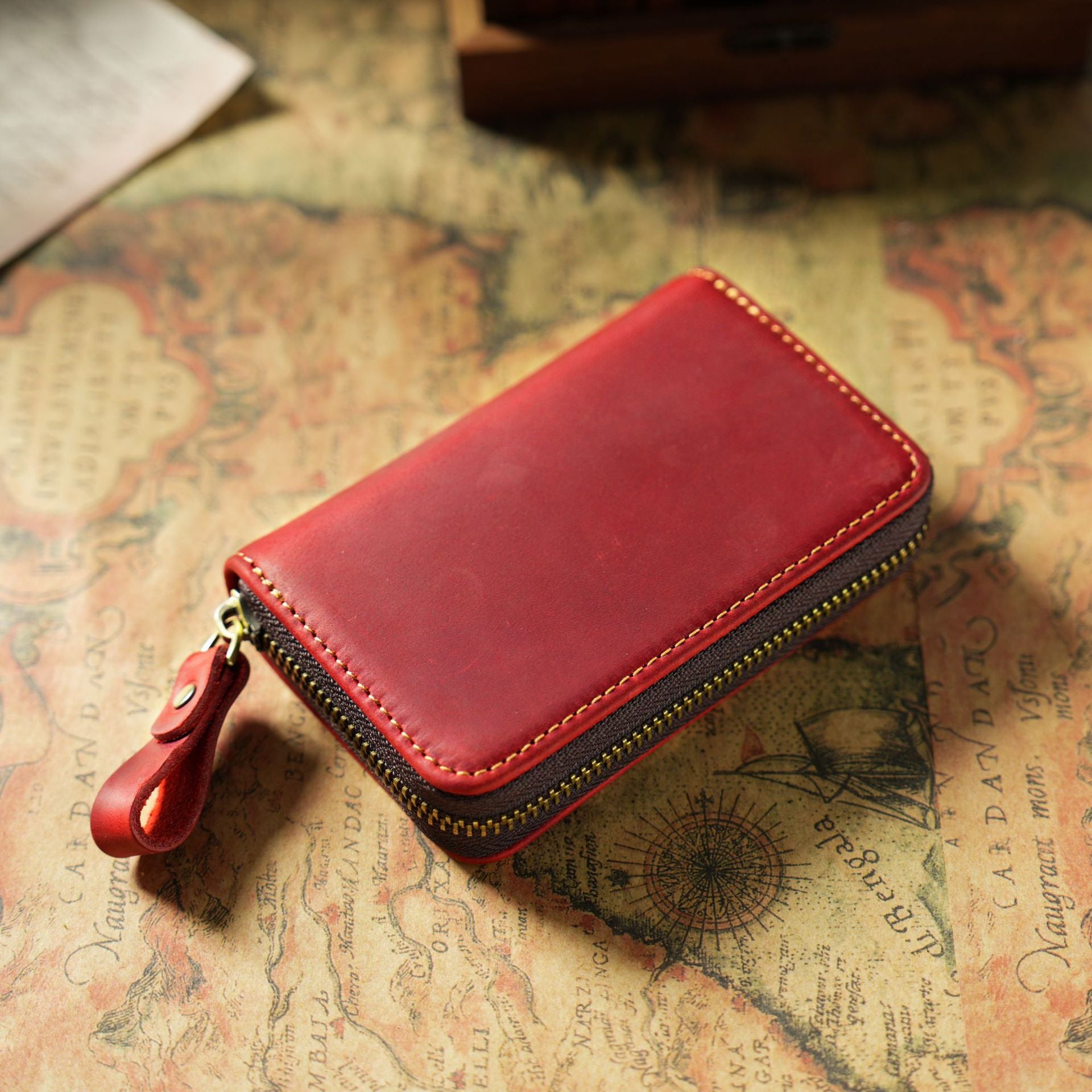 Wholesale Crazy Horse Leather Zipper First Layer Cowhide Wallet