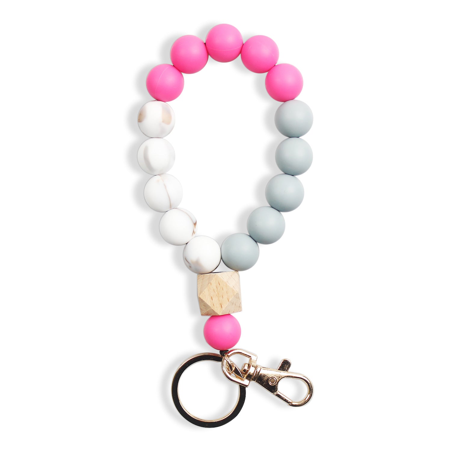 Wholesale Silicone Color Beaded Bracelet Keychain