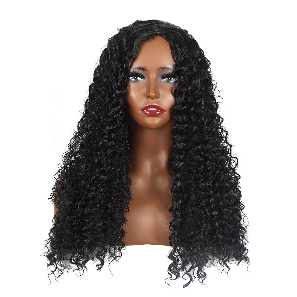 Wholesale Matte high temperature silk African small winding tube afro long curly hair chemical fiber wig middle parting headpiece