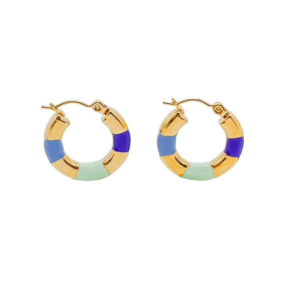 Wholesale titanium steel color earrings niche  dopamine earrings