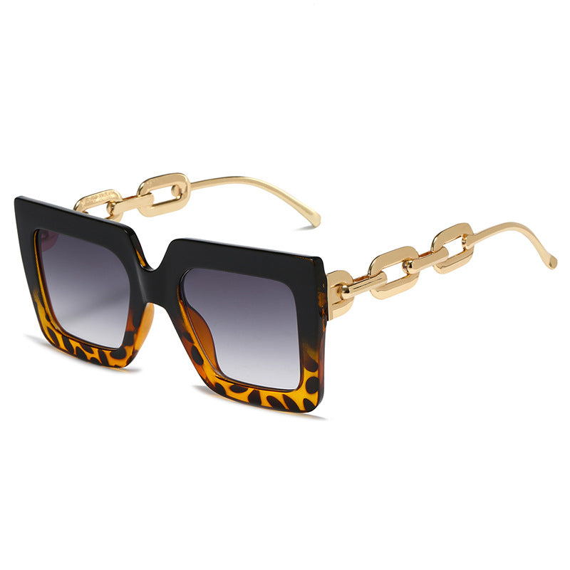 Wholesale Square Large Frame Chain Sunglasses