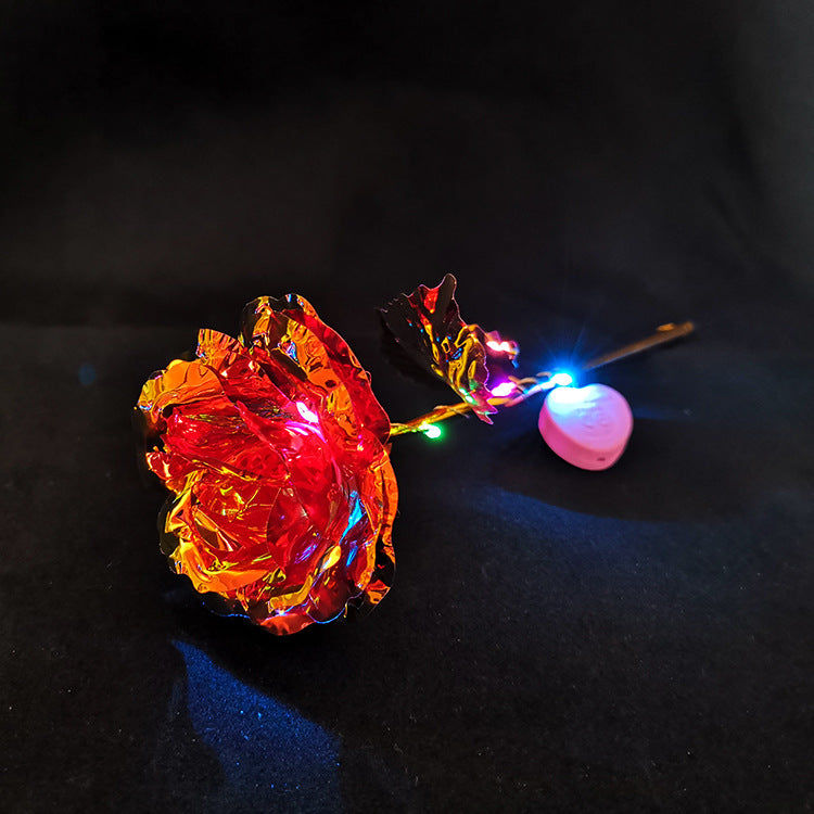 Wholesale Valentine's Day LED Lights 24k Gold Foil Plastic Roses