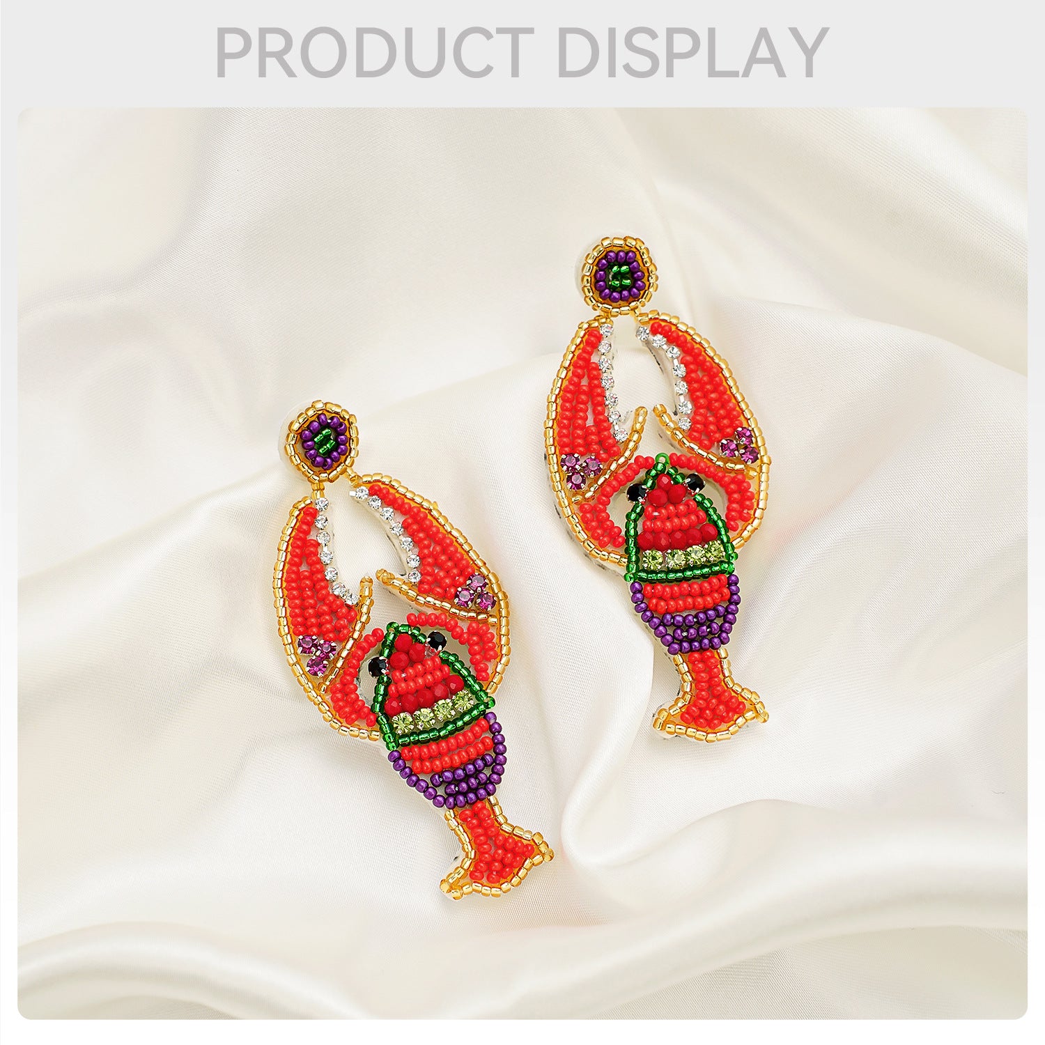Wholesale Design Sense Lobster Rice Beads Earrings Light Luxury High-end Autumn and Winter Fashion Elegant Carnival Earrings