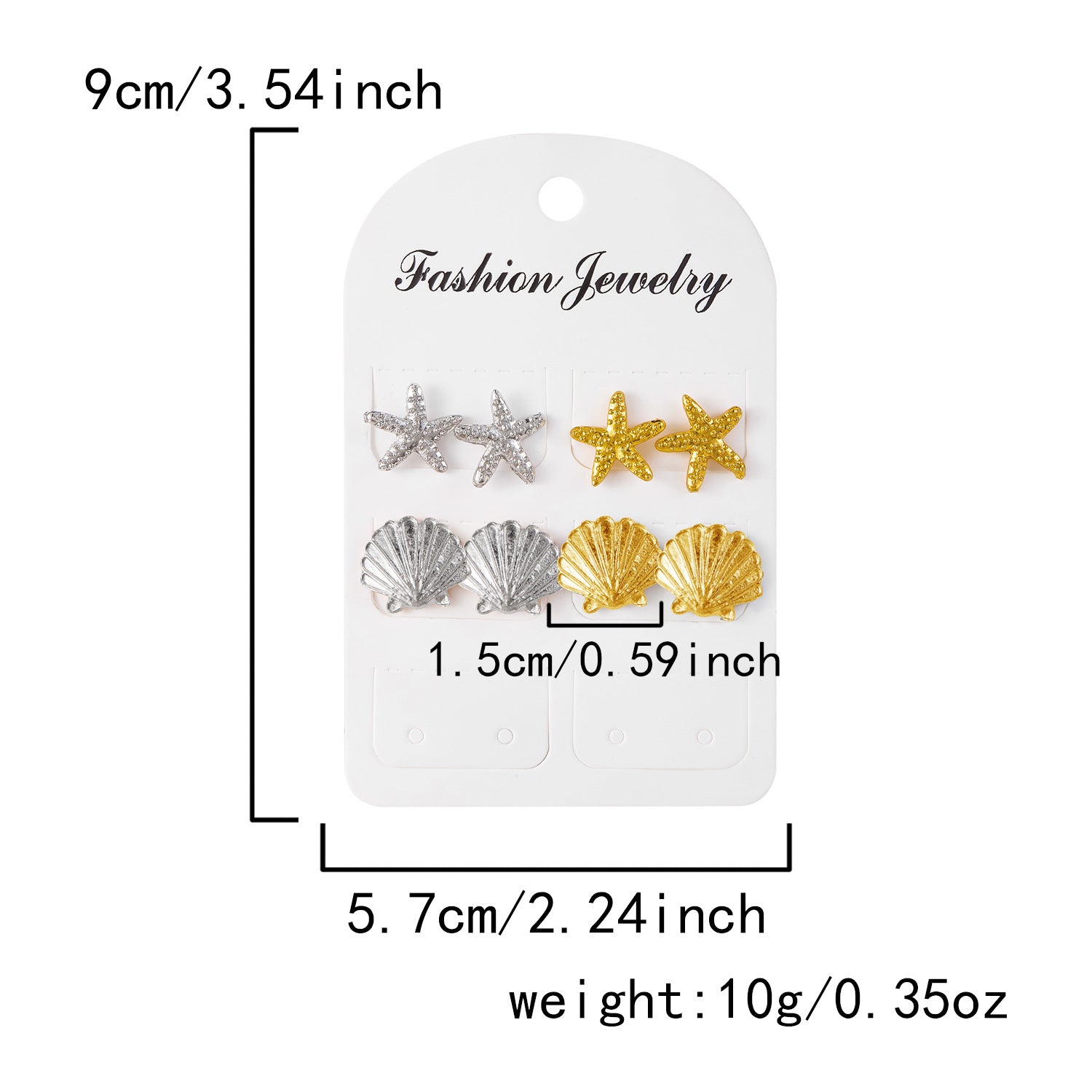 Wholesale Small fresh oil drop starfish shell earrings set