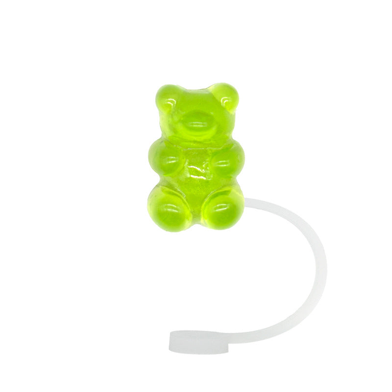 Wholesale 20pcs/pack Cartoon bear silicone straw cap detachable 8-10MM