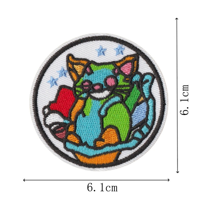 Wholesale Embroidered Round Cartoon Animal Patches Heat Activated Adhesive Set Of 9 For ets Bags DIY Repair And Resale