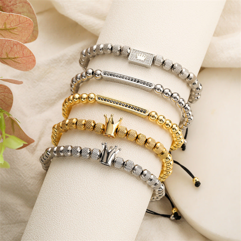 Wholesale Copper Crown Bracelet with Beaded Pineapple Beads