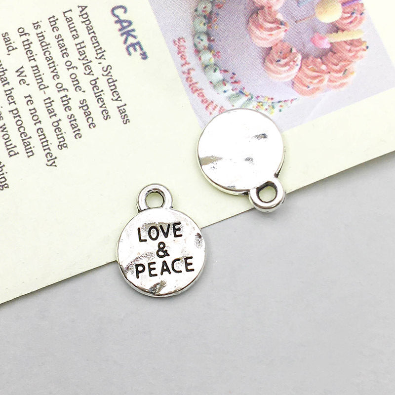 Wholesale 1 Antique Silver Alloy Simulation Heart-shaped English Letter DIY Pendant