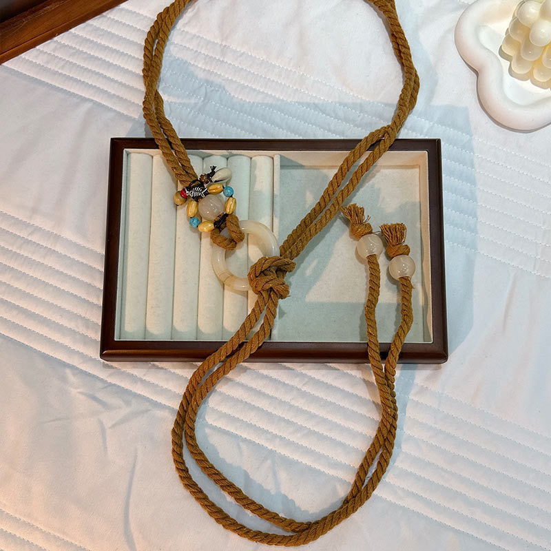 Wholesale Women's Versatile Dress Accessories Waist Rope Bohemian Braided Hemp Rope Waist Chain Thin Belt