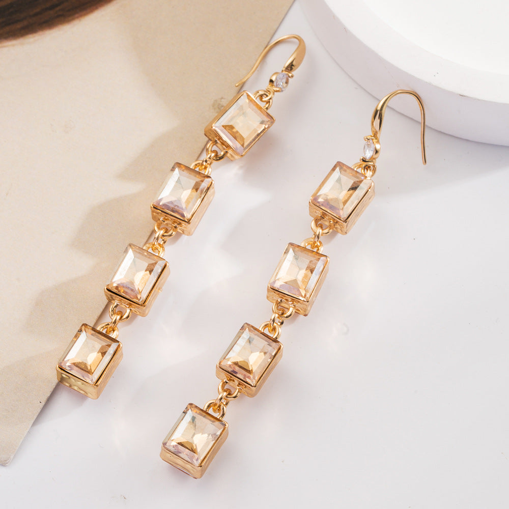 Wholesale Bohemian Ethnic Turquoise Milk Leather Diamond Hollow Earrings