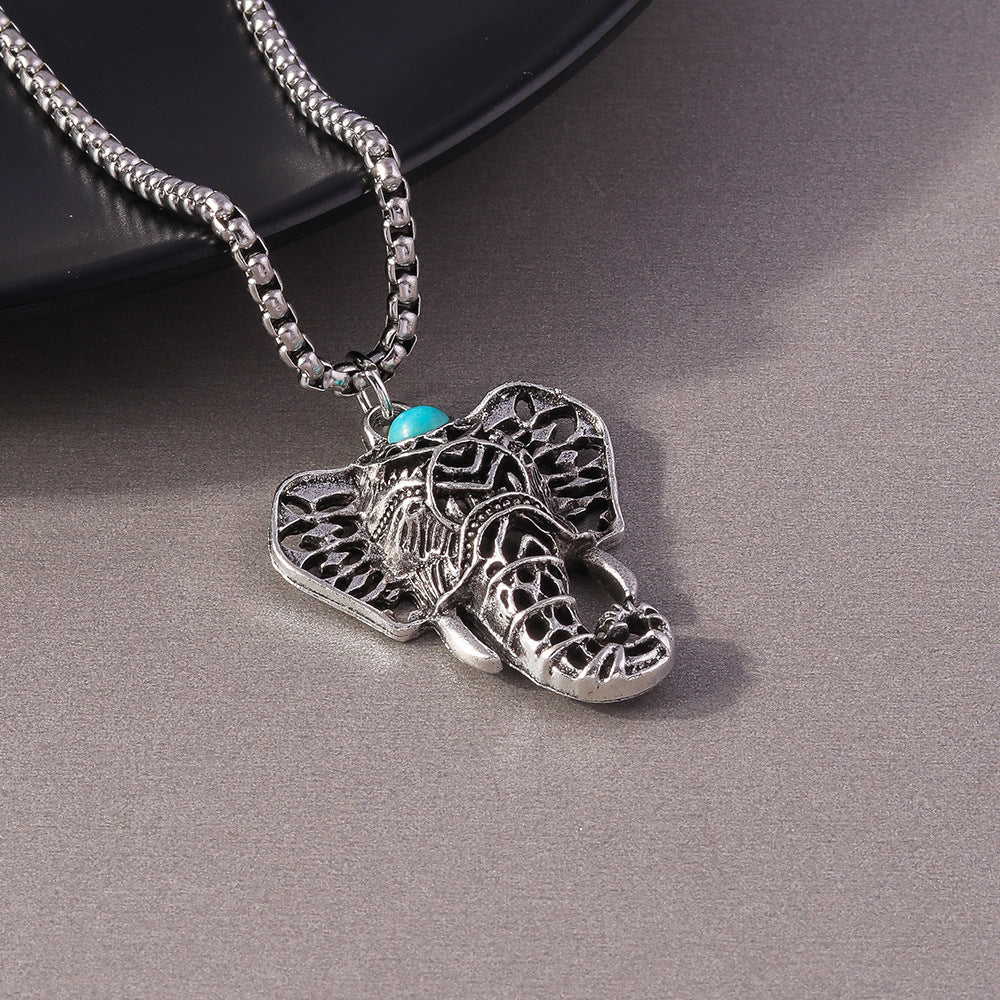 Wholesale Men's Bull Head Elephant Clavicle Necklace