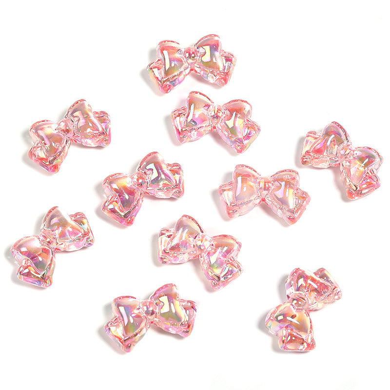 Wholesale 100pcs DiyUV Electroplating Transparent Color Bow Double Layer Bow Tie Acrylic Beads