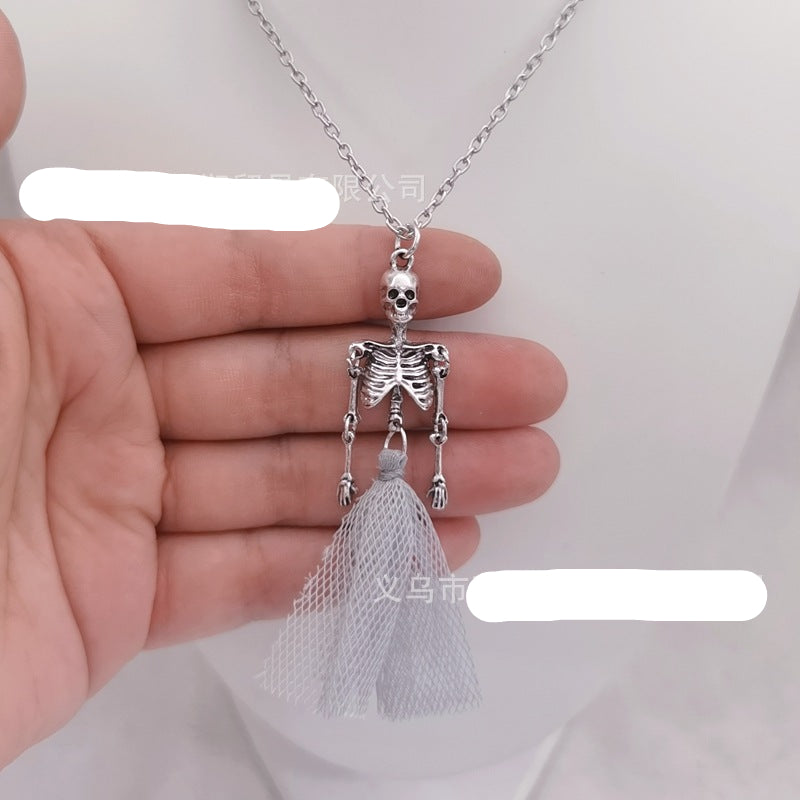 Wholesale Halloween Skull  Vintage Distressed Skeleton Necklace