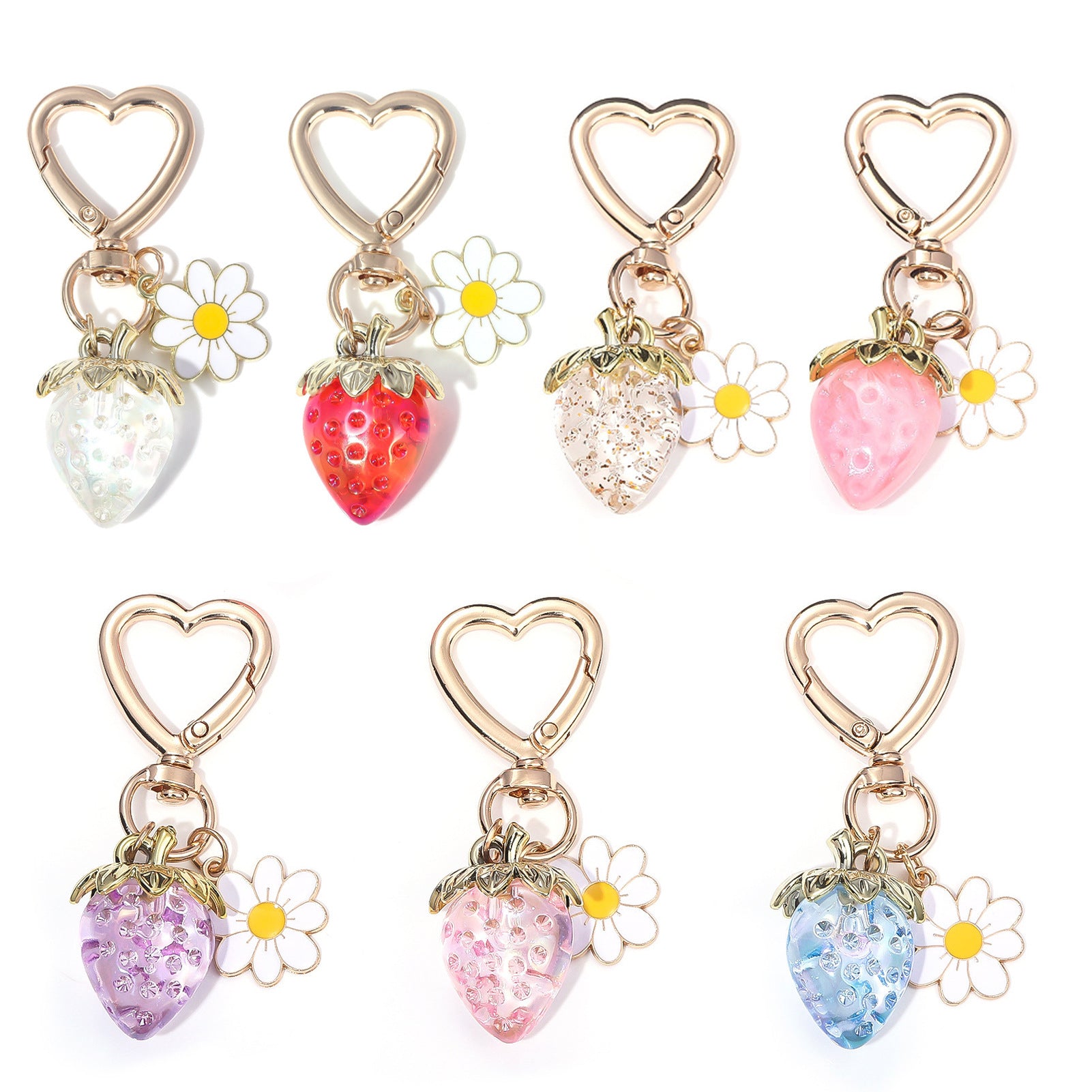Wholesale Sunflower Strawberry Metal Keychain