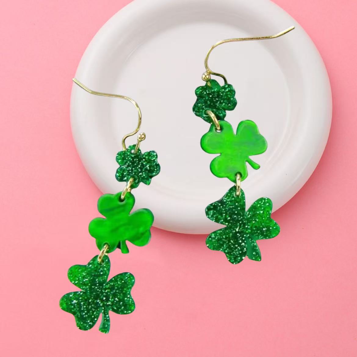 Wholesale 10pcs Vintage four-leaf clover earrings