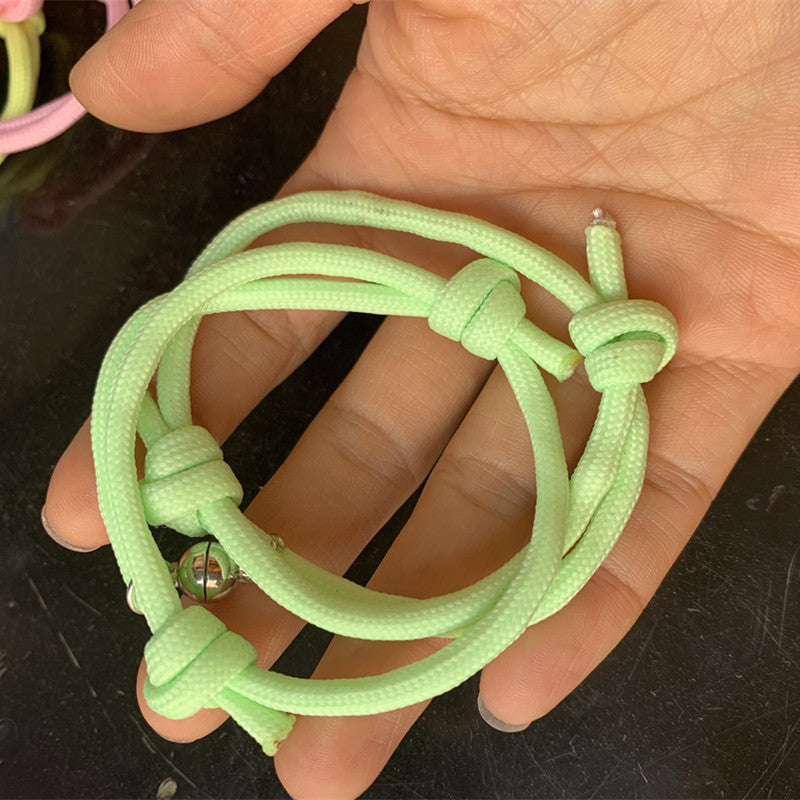 Wholesale New vows of eternal love couple red rope bracelet a pair of magnet luminous girlfriends gift woven rope jewelry Tanabata
