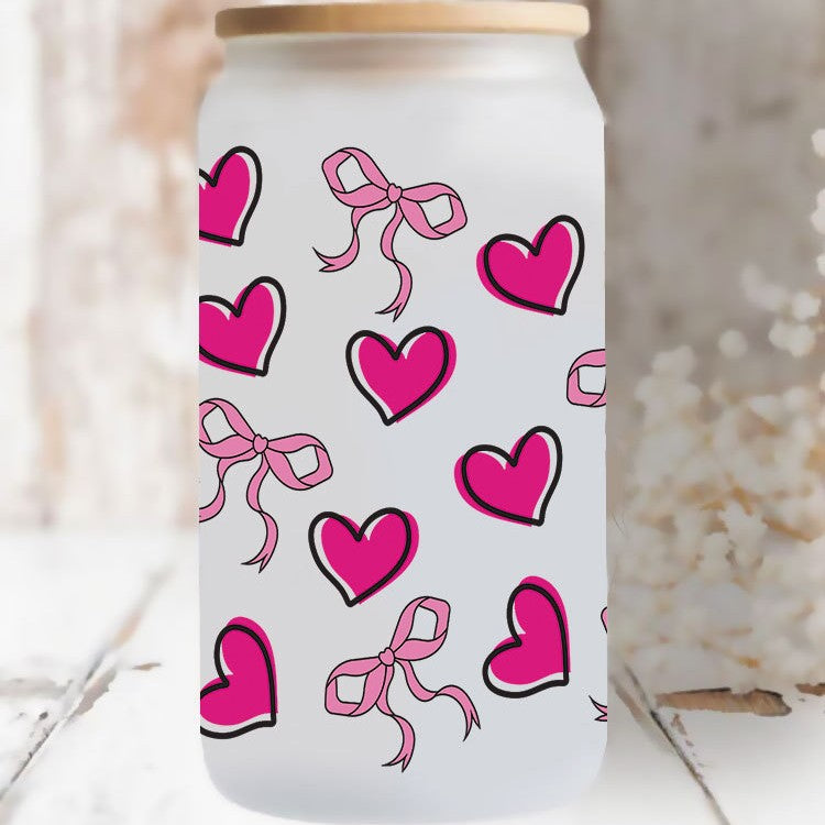Wholesale Pink Love Bow Valentine's Day 16oz Cup UV DTF Wraps