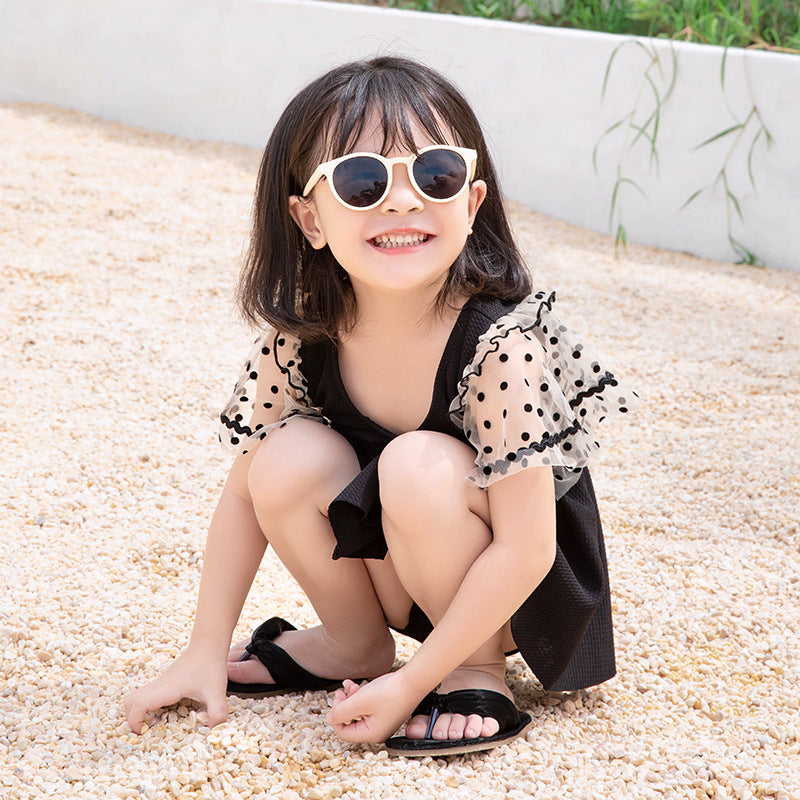 Wholesale Parent-child Black Skirt Split Swimwear