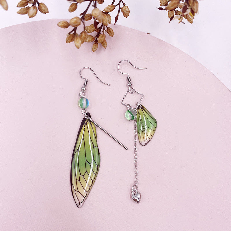 Wholesale Simulation Cicada Wing Long Tassel Earrings