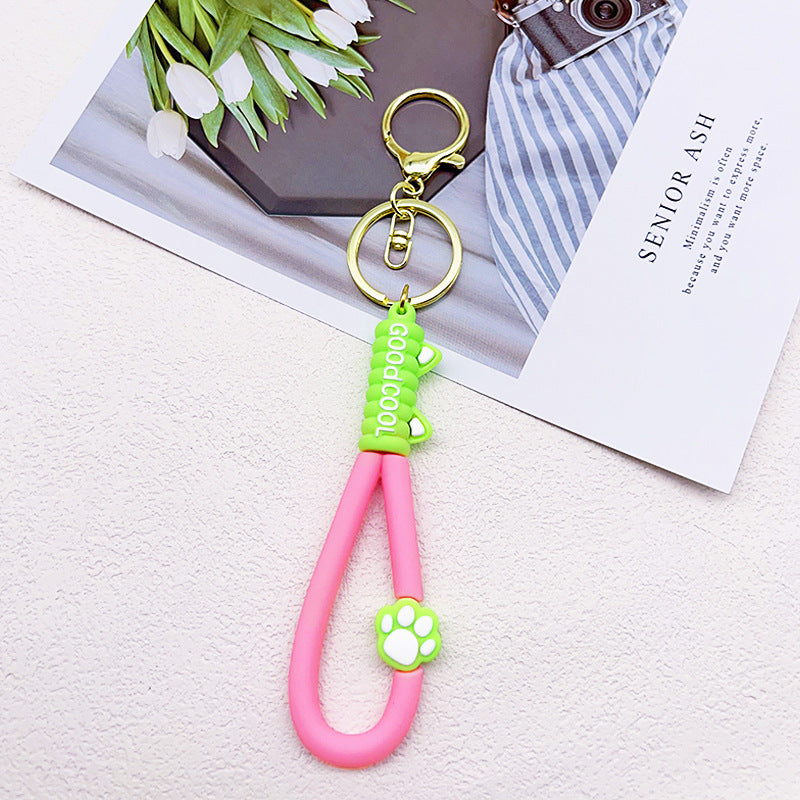 Wholesale Cat Claw PVC Leather Rope Keychain