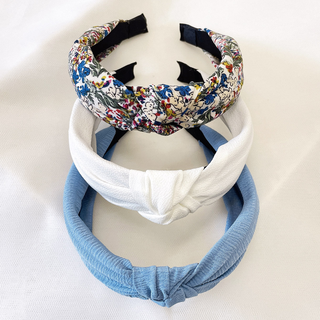 Wholesale Fabric flower cross knot wide edge headband